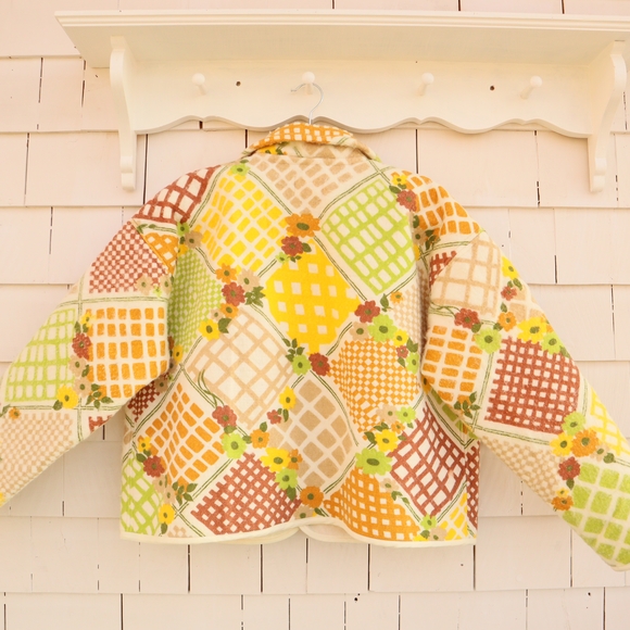 Upcycled Jacket from Vintage Patchwork Floral Blanket 70s M • L - Picture 8 of 10